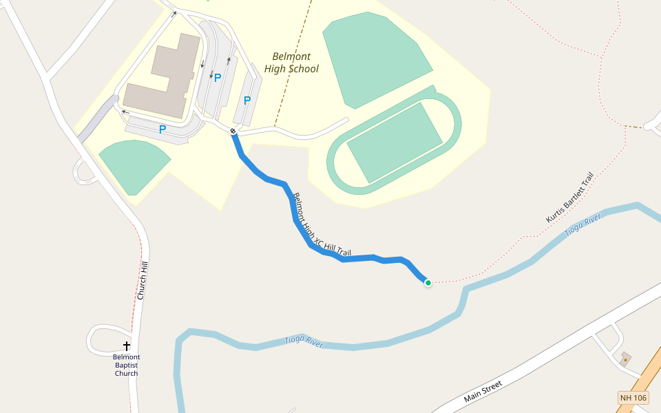 Belmont High XC Hill Trail walking route map in Belmont