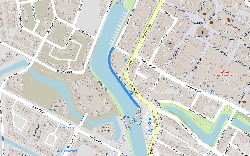 Kanaalzicht walking route map in Purmerend