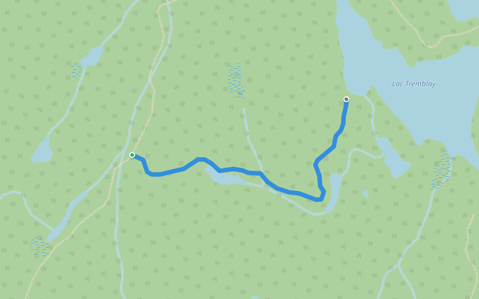 Chemin du Lac Tremblay walking route map in Saint-David-de-Falardeau