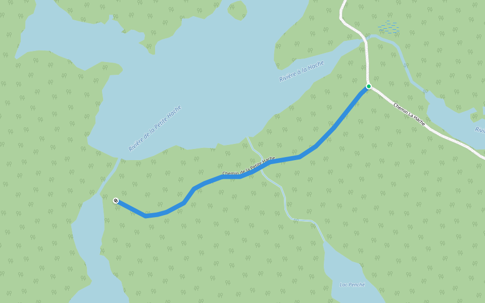 Chemin de la Petite Hache walking route map in Saint-David-de-Falardeau