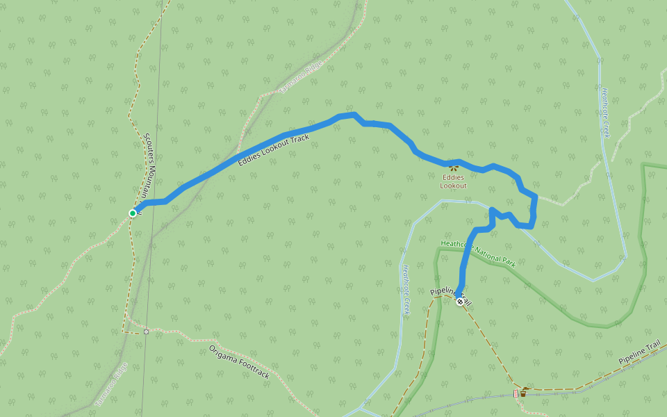 Eddies Lookout Track walking route map in Heathcote