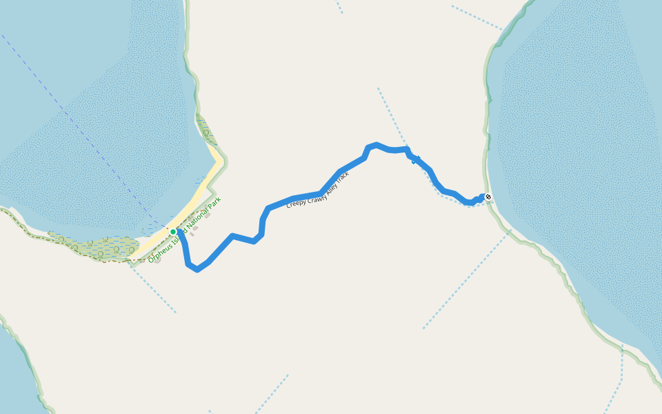 Creepy Crawly Alley Track walking route map in Palm Island