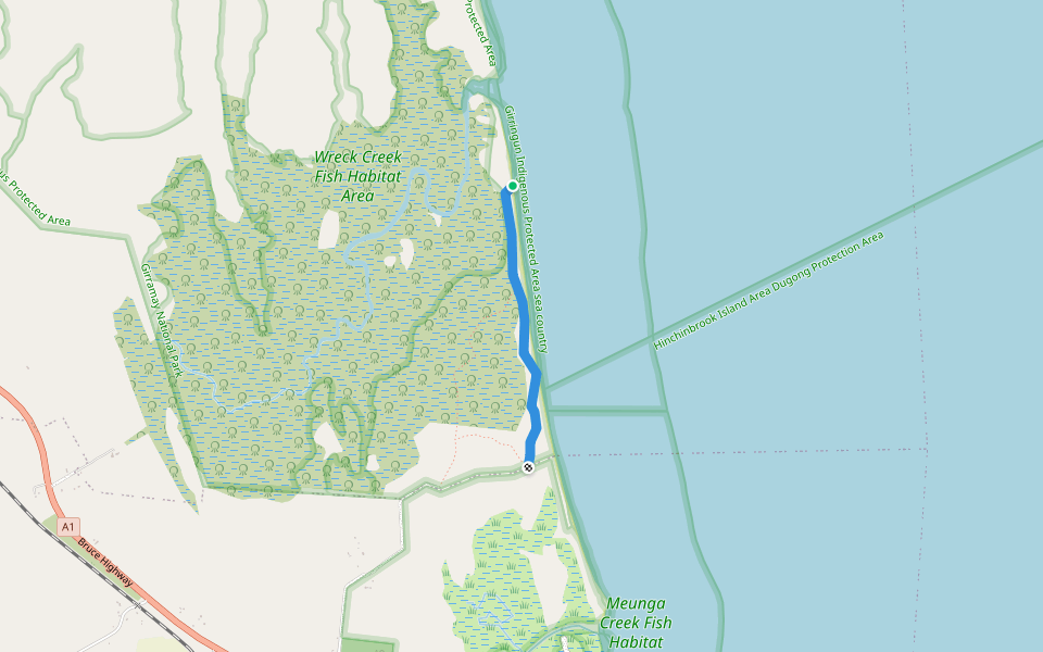 Wreck Creek Track walking route map in Ellerbeck