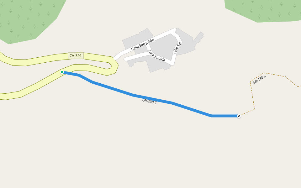 GR-238.7 walking route map in Villar de Olmos