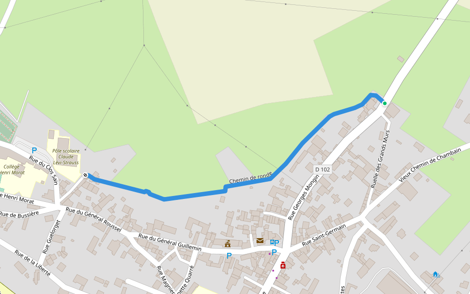 Ruelle de la Vigne walking route map in Recey-sur-Ource