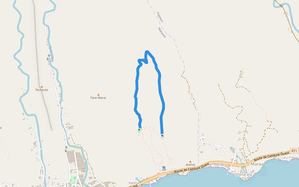 Grande Boucle walking route map in Teva I Uta