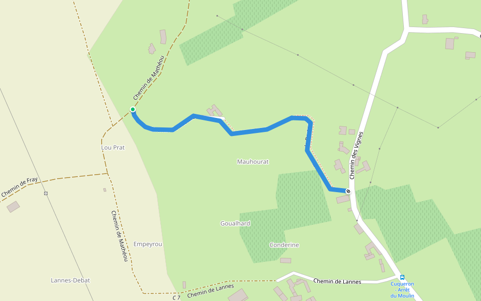 Chemin de Bastard walking route map in Cuqueron