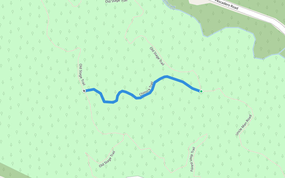 Chinock Trail walking route map in La Honda