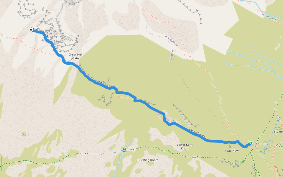 Climber's Path walking route map in Wasdale Head
