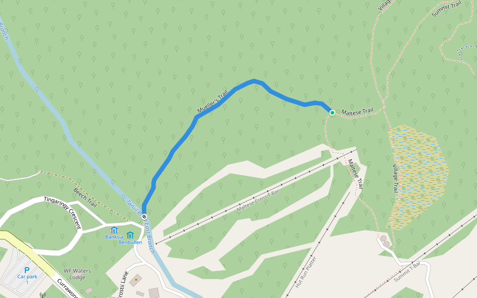 Mueller's Trail walking route map in Baw Baw Village