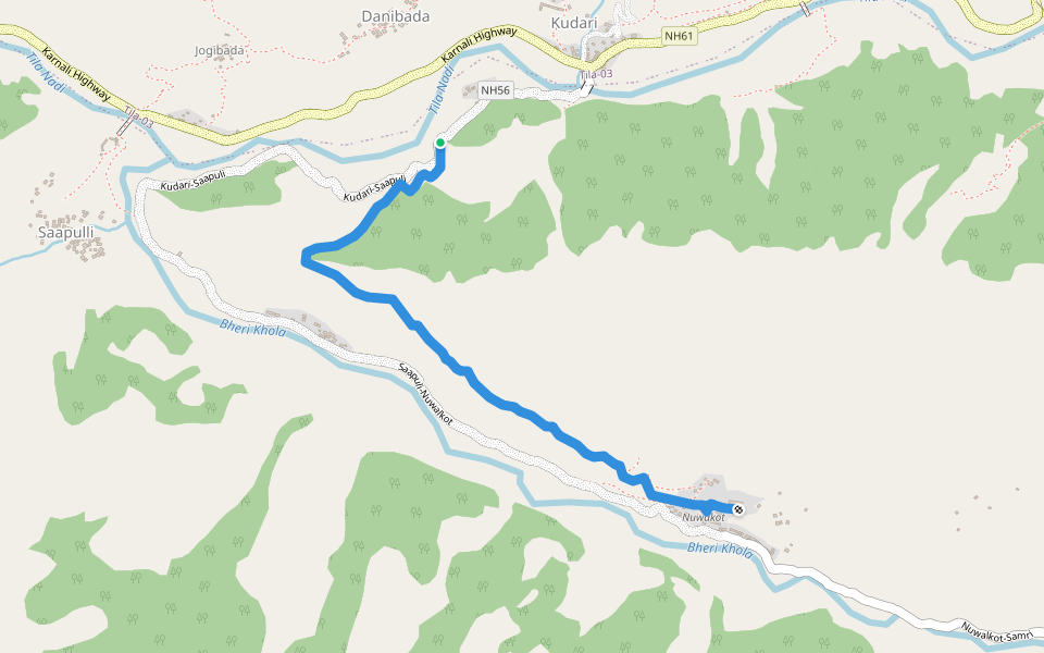 Kudari-Topla walking route map in Kudari