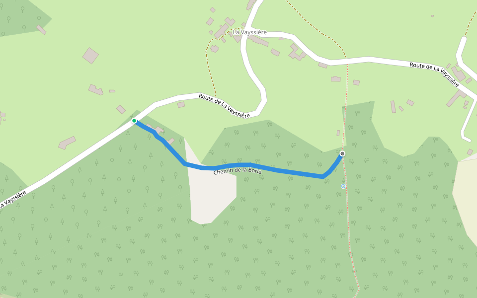 Chemin de la Borie walking route map in Le Vigan