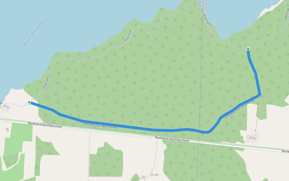 Le Grand-Tour de la Pointe walking route map in Roxton Pond