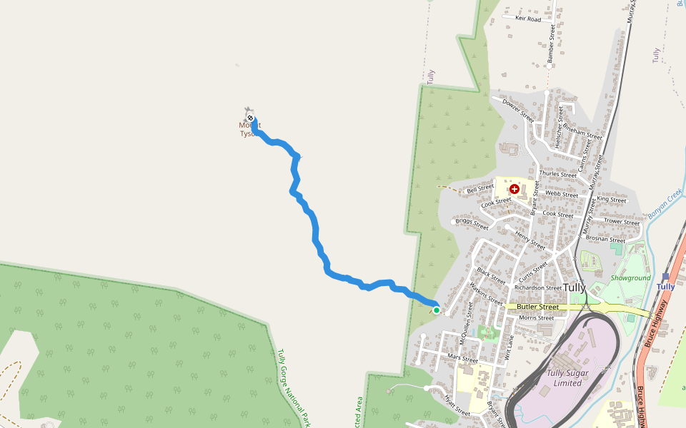 Mt Tyson Track walking route map in Tully