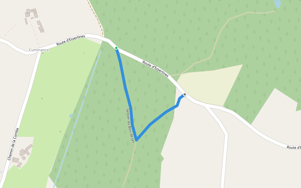 Sentier du Bois de Jas walking route map in Jas