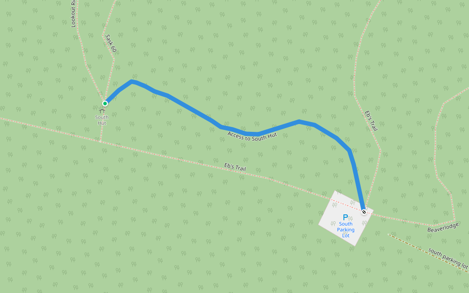 Access to South Hut walking route map in Macdowall