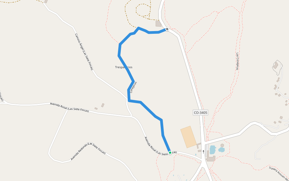 Conejeras walking route map in Las Ermitas