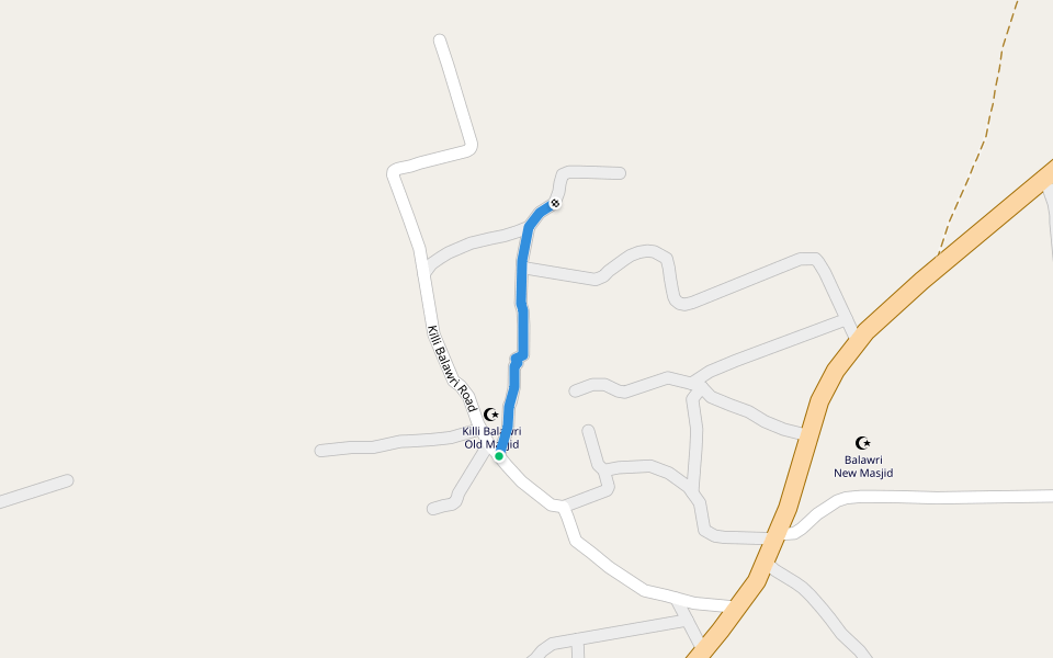 Khairo Jan Street walking route map in Quetta