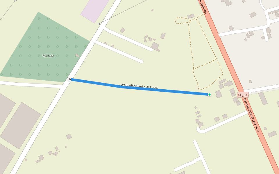 Wadi AlKhaleej وادي الخليج walking route map in Derna