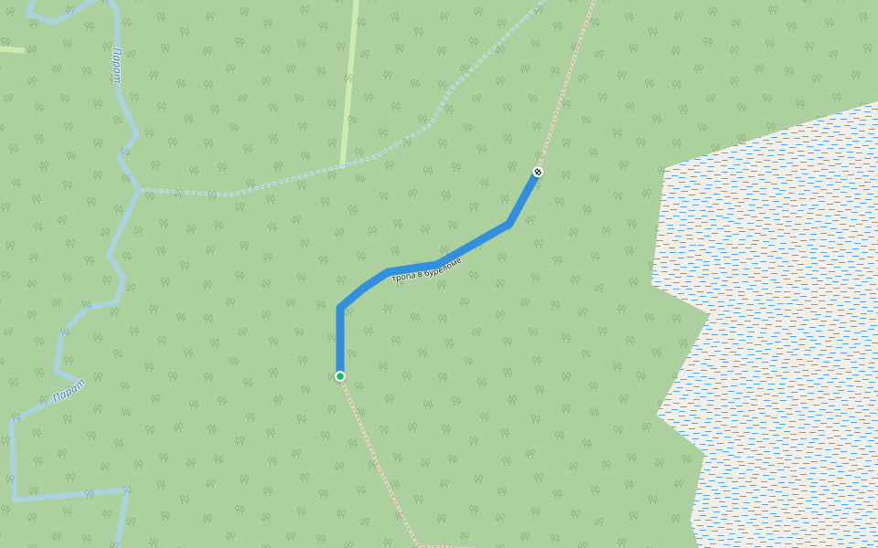 тропа в буреломе walking route map in Yuksary