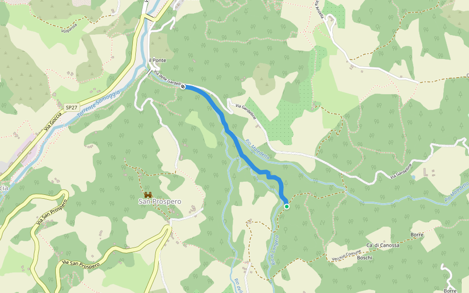 Arcieri Bassi walking route map in Savigno