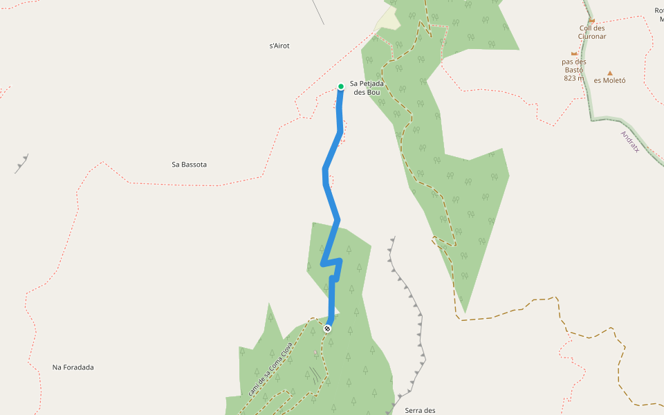 camí de sa Coma Clova walking route map in Andratx