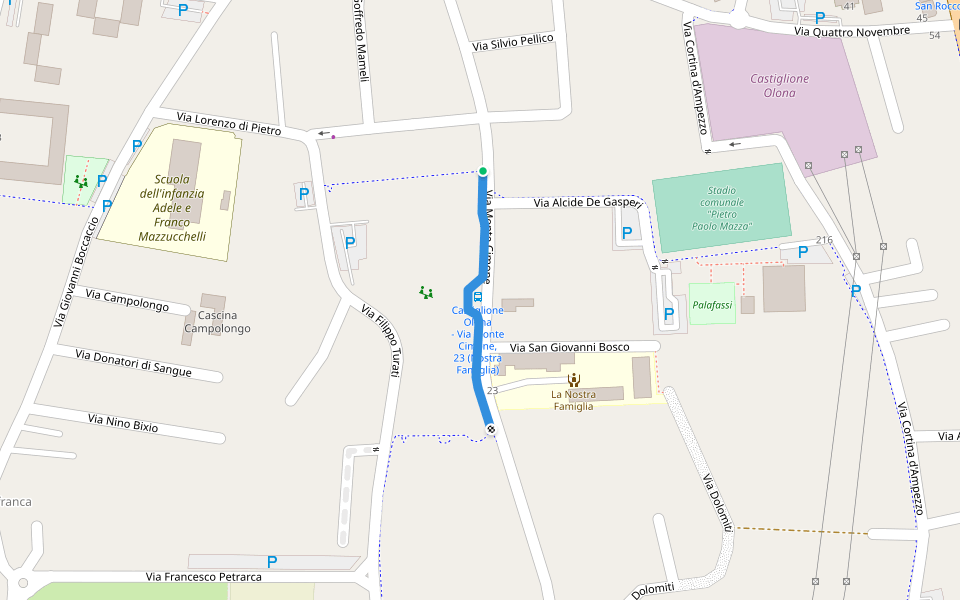 Pista ciclopedonale Beato Luigi Monza walking route map in Castiglione Olona