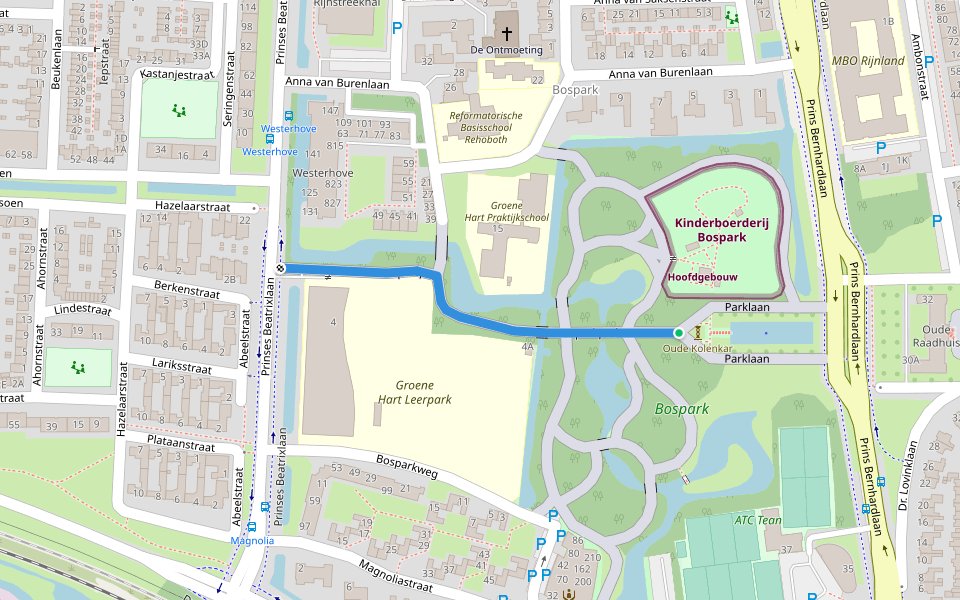Bosparkpad walking route map in Alphen aan den Rijn