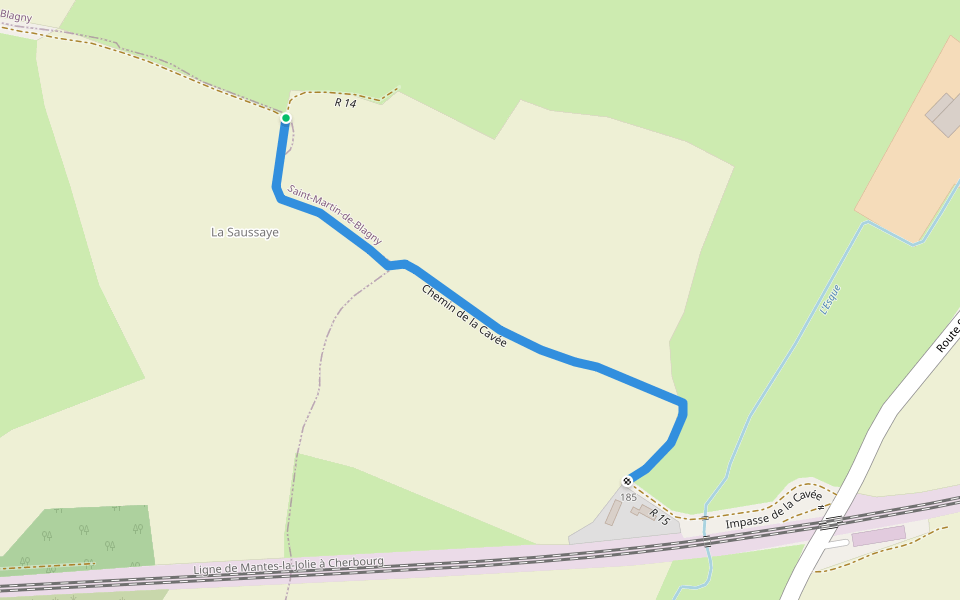 Chemin de la Cavée walking route map in Saint-Martin-de-Blagny