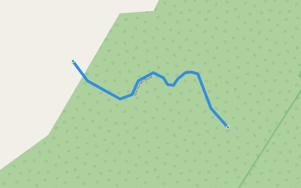 Old Hunter Road walking route map in Big Cove Tannery