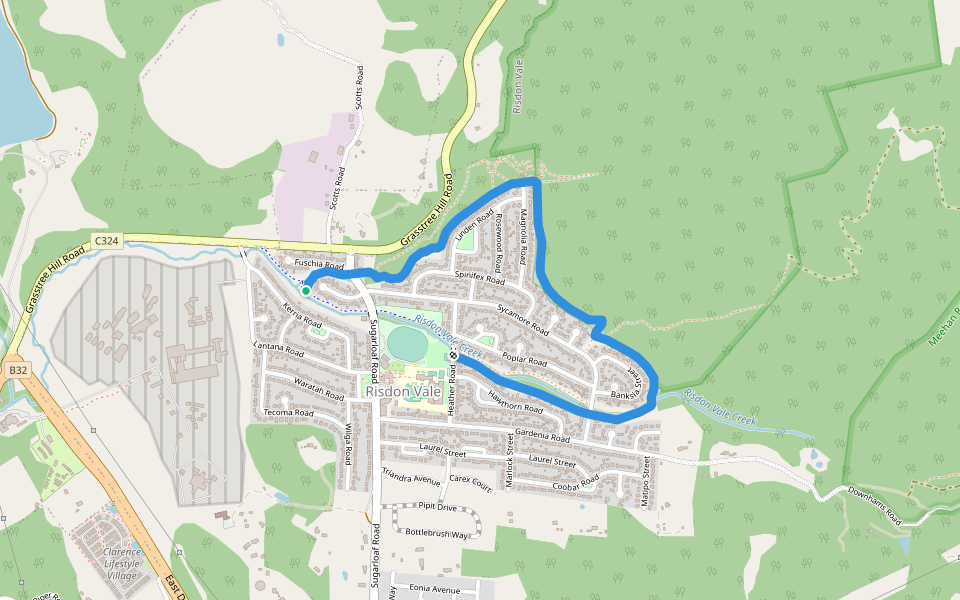Two Rivulets Circuit walking route map in Risdon Vale
