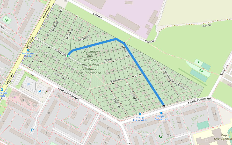 Jaśminowa walking route map in Chojnice