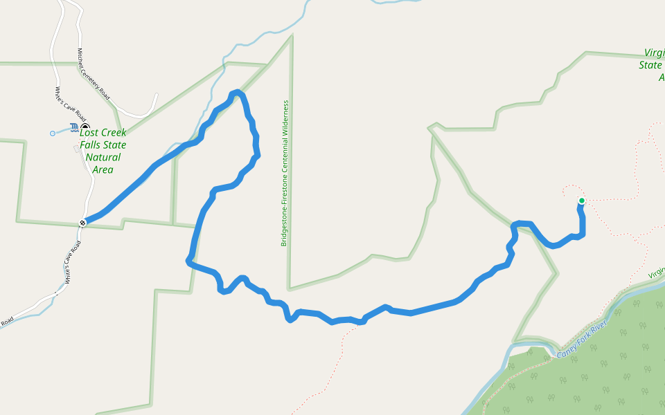 Rylander Cascades Trail walking route map in Sparta