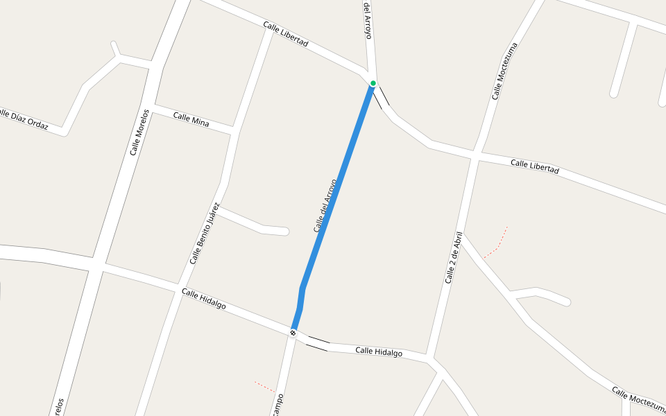 Calle del Arroyo walking route map in San Juan Guelavía