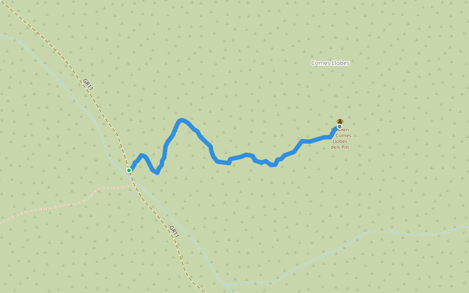 Sender del Dolmen de Comes Llobes dels Pils walking route map in Rabós