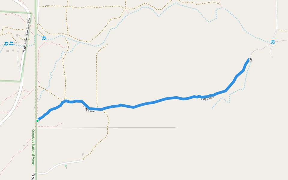 Ridge Trail walking route map in Oracle