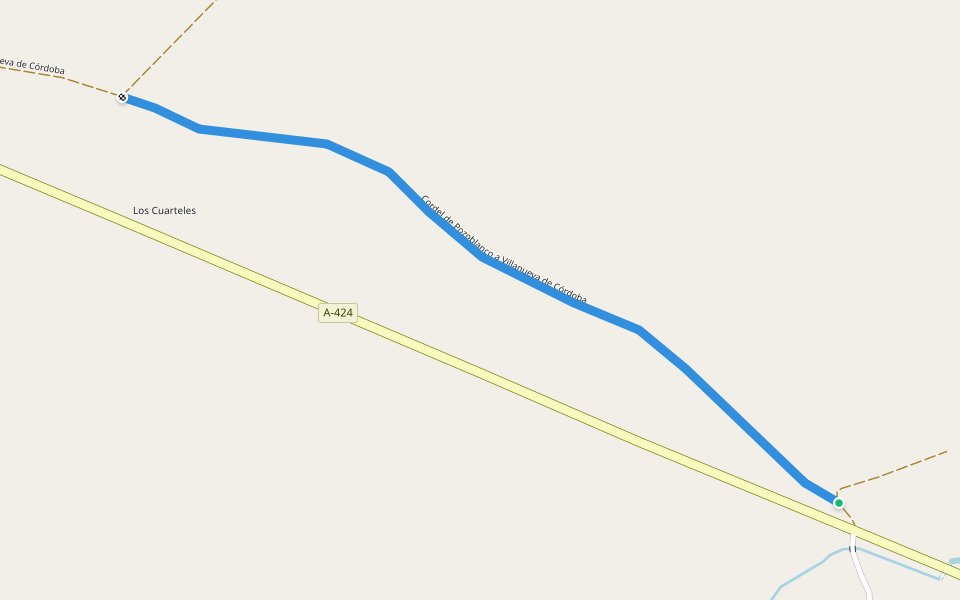 Cordel de Pozoblanco a Villanueva de Córdoba walking route map in Pozoblanco