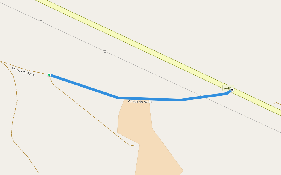 Vereda de Azuel walking route map in Villanueva de Córdoba