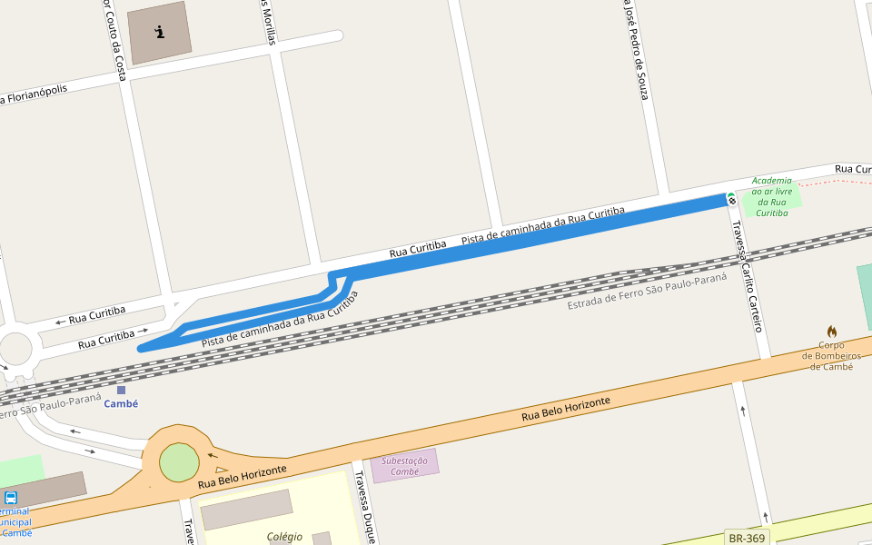 Pista de caminhada da Rua Curitiba walking route map in Cambé