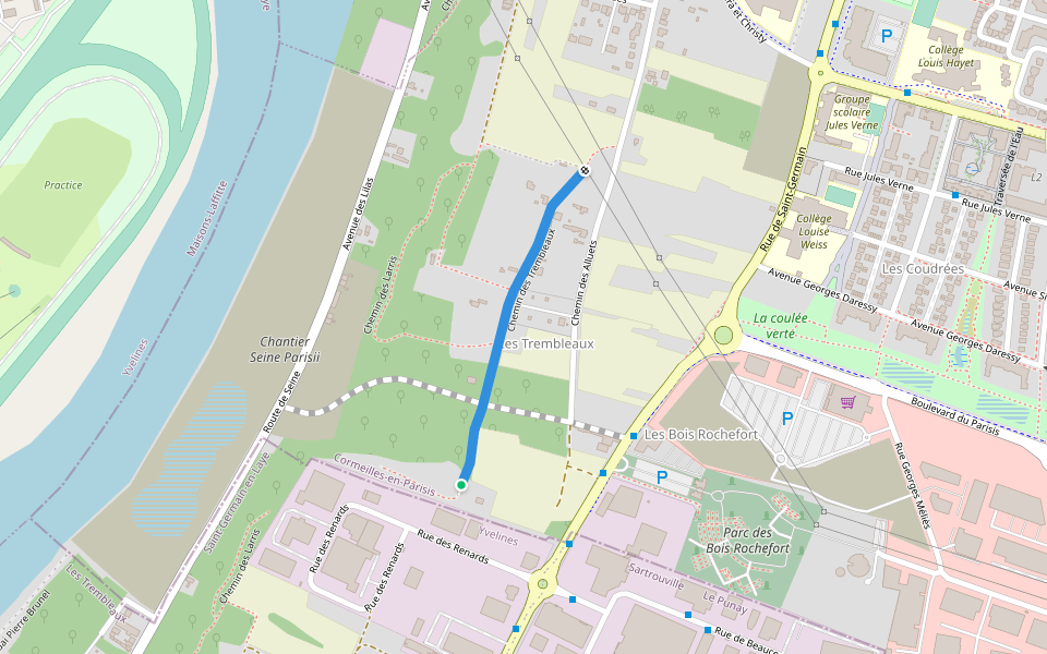 Chemin des Trembleaux walking route map in Sartrouville