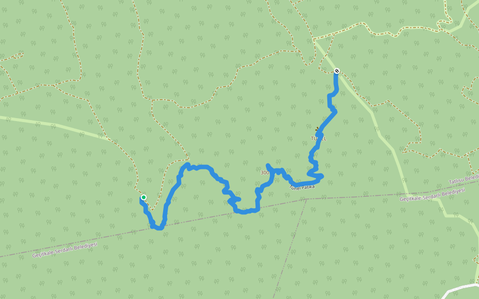 Tünel Patika walking route map in Tatlısu