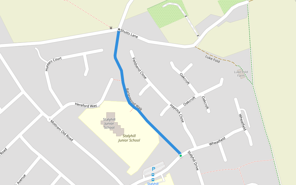 Barleywood Walk walking route map in Stalybridge
