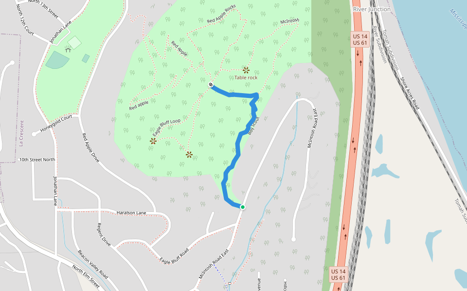 Boy Scout walking route map in La Crescent