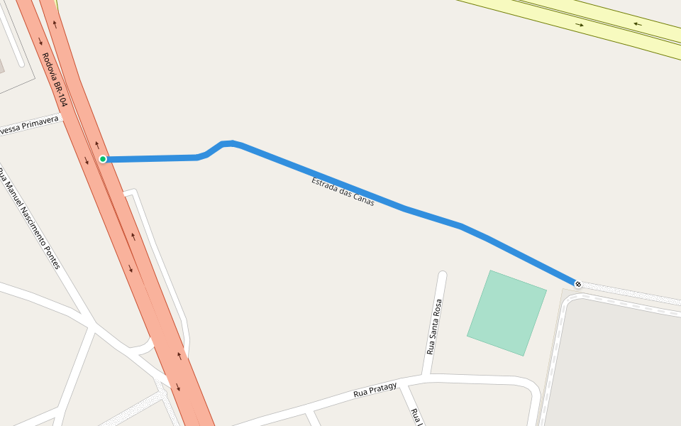 Estrada das Canas walking route map in Rio Largo