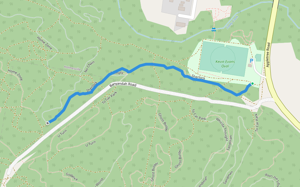 Sherlock walking route map in Holmesville