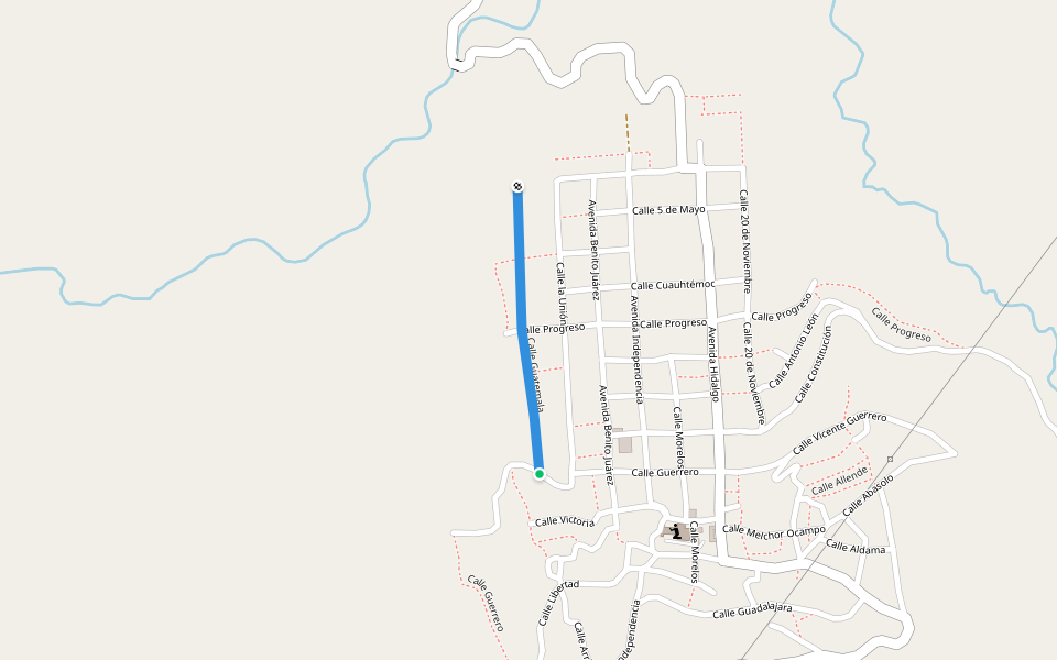 Calle Guatemala walking route map in Santa Catarina Ixtepeji