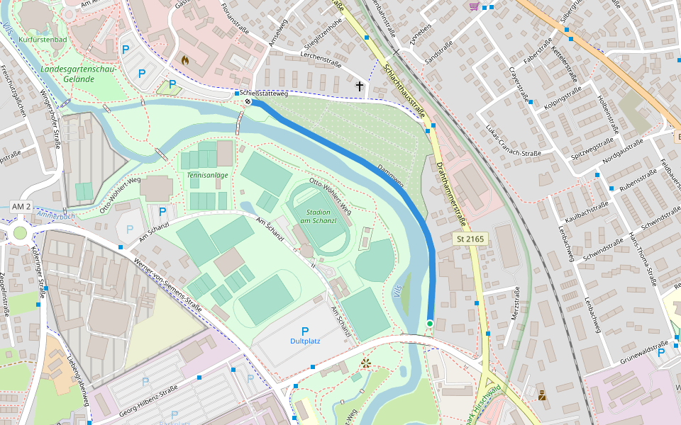 Dammweg walking route map in Amberg