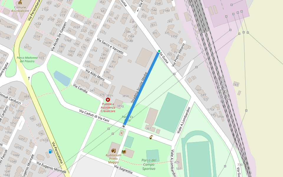 Stradina Scuole Medie walking route map in Crevalcore