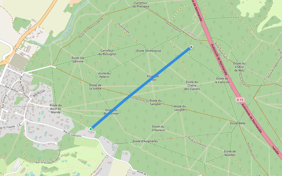 Route de Poix walking route map in Feucherolles