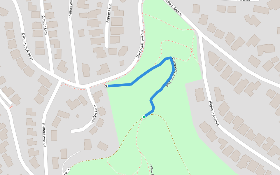 Sherwood Forest Trail walking route map in San Carlos